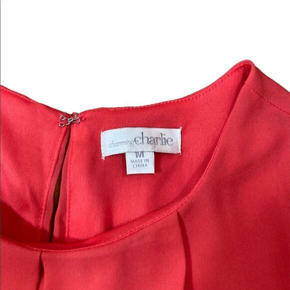 Charming Charlie Deep Coral Sleeveless Shift Dress, Size M - Picture 3 of 6